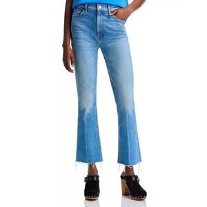 MOTHER Women No Offence Light Wash The Hustler High Rise Frayed Jeans Size 24